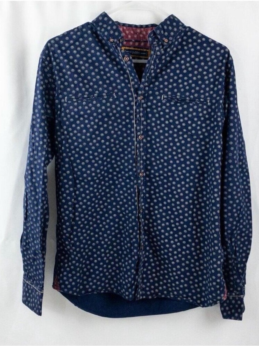 Paper Denim & Cloth Navy Floral Button Shirt Mens Medium